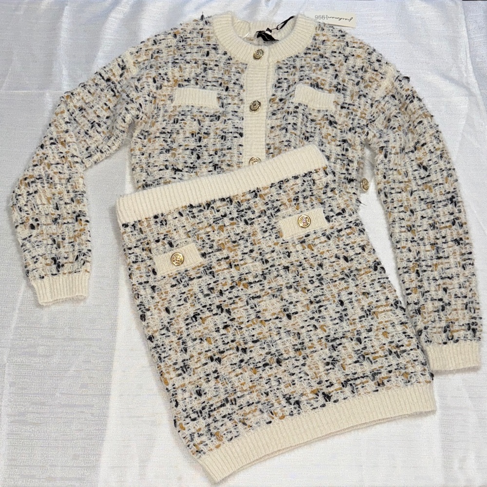 Freshman 1996 2 Piece Cardigan Sweater & Skirt Set